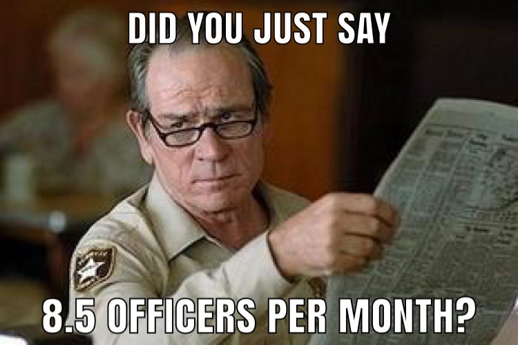 8.5 Officers Per Month